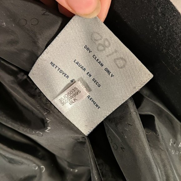 Cole Haan Wool Coat, Trench Long Pea Car Outerwear Black size 8 women's snap - Picture 8 of 13